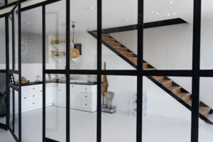 Interior glass railings